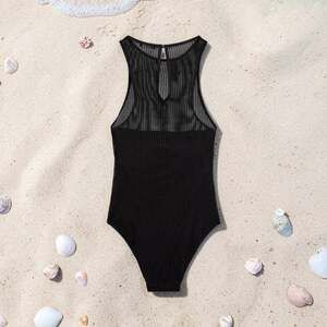 Zara Black Mesh Swimsuit - Size S - Bandeau Interior - Removable Cups